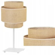 Lampy stojące - Lampka Nocna Lampa Stołowa Juta Boho Retro Biała Abażur Beżowy 20CM Natural - miniaturka - grafika 1