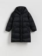 Kurtki i płaszcze dla dziewczynek - Reserved - Pikowany płaszcz z naturalnym puchem - czarny - miniaturka - grafika 1