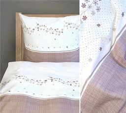Greno Pościel bawełniana 160x200 French beżowa biała kwiatuszki Bielbaw Premium - Pościel - miniaturka - grafika 1
