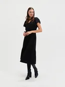 Sukienki - Czarna midi sukienka z wiązaniem w talii - miniaturka - grafika 1