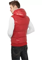 Garnitury - Urban Classics Męska kamizelka z kapturem Bubble Vest, wielokolorowy (Red/Wht 00202), S - miniaturka - grafika 1