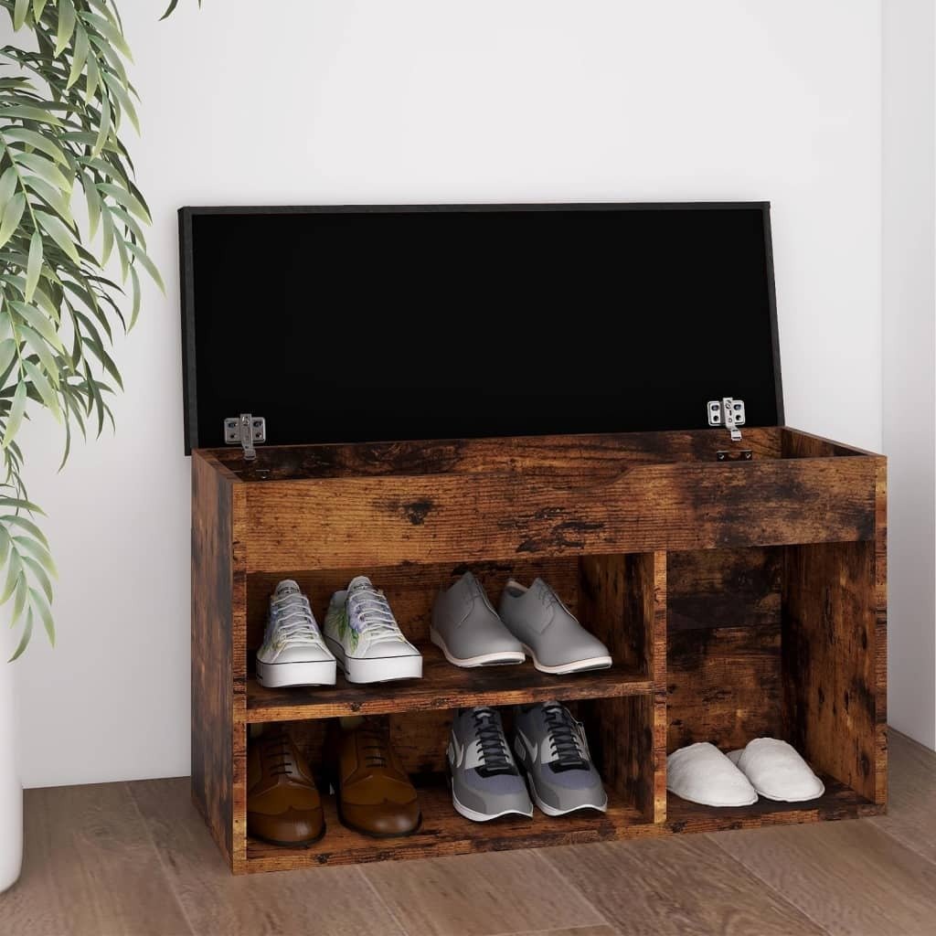 Ławka na buty z poduszką dąb wędzony 80x30x47 cm materiał drewnopochodny