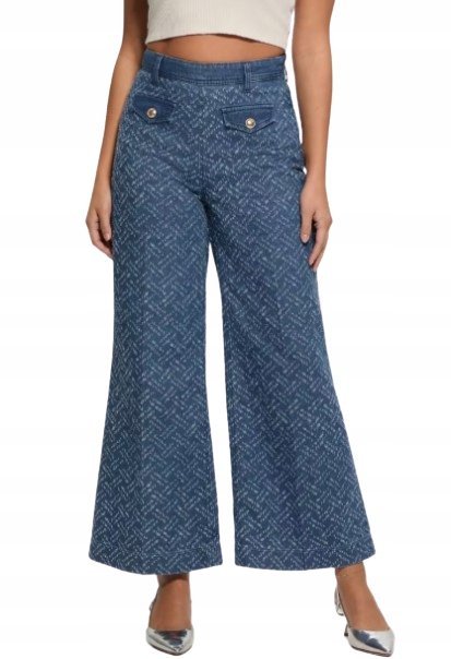 GUESS JEANSY DZWONY WYSOKI STAN Z LOGOWANYM NADRUKIEM 30/29 2CD