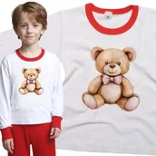 Piżamy dla dziewczynek - Piżama dziecięca Pogodny Pluszowy Miś Z Różową Muszką Dzień Misia 98/104 - VoloDonum - miniaturka - grafika 1