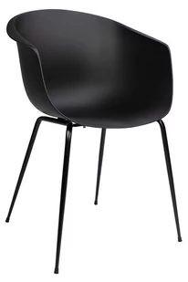 King Home Krzesło czarne z podłokietnikami RALF polipropylen, metalowe czarne nogi 342 CPP6 - Krzesła - miniaturka - grafika 1