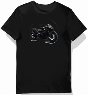 Koszulka męska czarna z futurystycznym motocyklem w mgle XL - Koszulki męskie - miniaturka - grafika 1