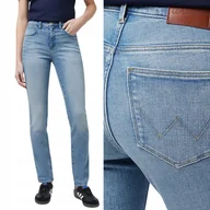 Spodnie damskie - Wrangler SLIM Southeast DOPASOWANE PROSTE WYSOKI STAN JASNY DżINS W28 L32 - miniaturka - grafika 1