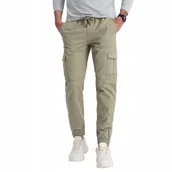 Spodnie męskie - Spodnie męskie JOGGERY zapinane kieszenie cargo khaki V1 OM-PAJO-0123 XL - miniaturka - grafika 1