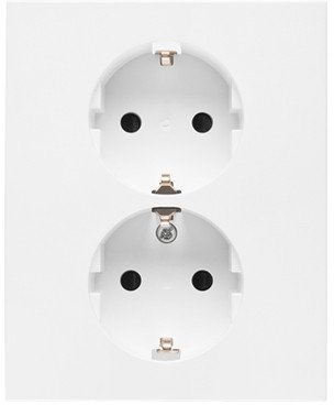 Gniazdo Schuko Kontakt-Simon 55 TGSZ2PZFAR/111 z przesłonami podwójne 16 A, 250V~, zaciski śrubowe biały mat