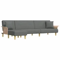 Narożniki - Sofa rozkładana L, ciemnoszara, 279x140x70 cm, tka - miniaturka - grafika 1