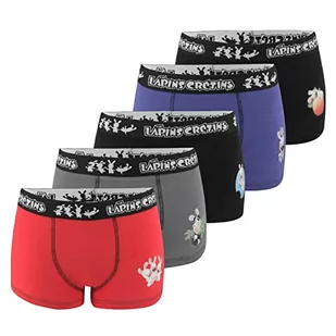 FREEGUN Zestaw 5 bokserów, 100% bawełna, kolekcja Lapin Cretins dla dzieci i młodzieży, Wielobarwny (Opakowanie 5 T705-1), 5-6 lat - Majtki męskie - miniaturka - grafika 1