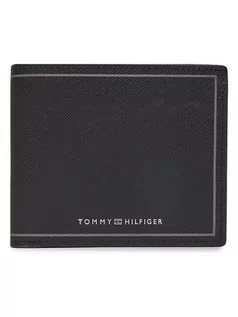 Portfele - Tommy Hilfiger Skórzany portfel w kolorze czarno-beżowym - 12 x 10 x 2 cm - grafika 1