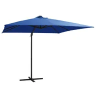 Parasole ogrodowe - Parasol wiszący z LED i stalowym słupkiem 250x250 cm, niebieski - miniaturka - grafika 1