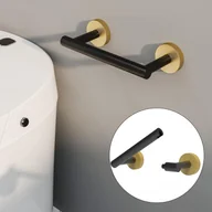 Stojaki i wieszaki na papier toaletowy - Czarny złoty uchwyt na papier toaletowy 21*9*5 cm 2-kolumnowy obrotowy uchwyt na papier toaletowy ze stali nierdzewnej, ruchomy, ścienny - miniaturka - grafika 1