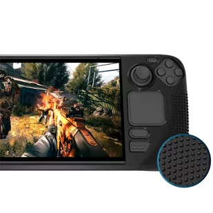 Pancerne etui ochronne silikonowe PGTECH TPU Case do konsoli do Steam Deck Czarne + Szkło - Akcesoria do Nintendo - miniaturka - grafika 3