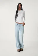 Spodnie damskie - Stradivarius Jeansy o kroju baggy Niebieski denim 36 - miniaturka - grafika 1