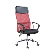 Fotele i krzesła biurowe - Rebecca Mobili Krzesło Executive, Fotel Ergonomiczny, Czerwony Czarny, Tapicerka Oddychająca PU, Praca w Biurze Domowym - miniaturka - grafika 1