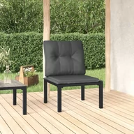 Sofy ogrodowe - Krzesło ogrodowe z poduszkami, czarno-szare, polirattan Lumarko! - miniaturka - grafika 1