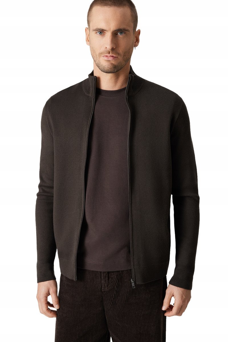 Sweter Męski Brązowy Rozpinany z Wiskozą Próchnik PM19 XL