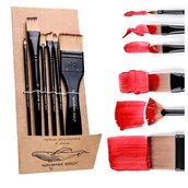 Pędzle - PĘDZLE MALARSKIE CZARNE ARTYSTYCZNE X6 SZEROKI PĘDZEL DO MALOWANIA DUŻY - miniaturka - grafika 1