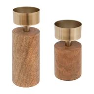Świeczniki - Świeczniki na jedną świecę z drewna mango, 2 sztuki - miniaturka - grafika 1