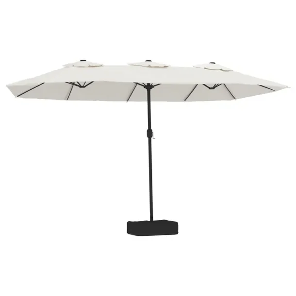 Podwójny parasol ogrodowy 449x265x245 cm, piaskowy biały/ciemnoszary