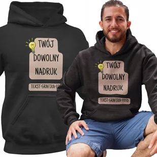 BLUZA Z KAPTUREM Z WŁASNYM NADRUKIEM NAPISEM LOGO - Bluzy męskie - miniaturka - grafika 1