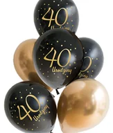 Balony i akcesoria - Balony czarne z nadrukiem "40 Urodziny" 6 szt. - miniaturka - grafika 1