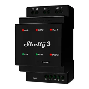 Shelly 3-kanałowy przekaźnik Pro 3 WIFI - Systemy inteligentnych domów - miniaturka - grafika 1