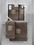 Ręczniki - Ręcznik bawełniany frotte PAMES/3663/milky brown 50x90+70x140 kpl. R.3663 MILKY BROWN - miniaturka - grafika 1