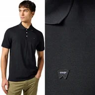 Koszulki męskie - Wrangler POLO SHIRT Black CZARNA BAWEŁNIANA POLÓWKA MAŁE LOGO REGULAR L - miniaturka - grafika 1