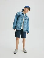 Spodnie i spodenki dla chłopców - Reserved - Bawełniane szorty - granatowy - miniaturka - grafika 1