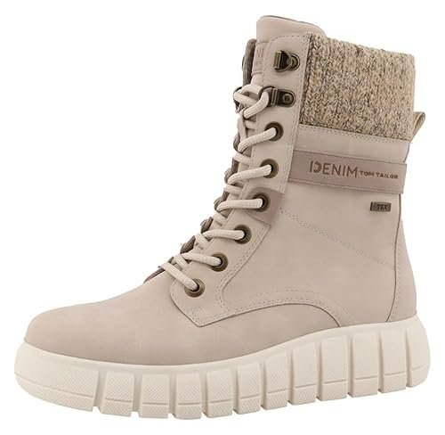 Tom Tailor Damskie 8490710009 modne kozaki, kremowe, 36 EU, kremowy, 36 EU