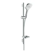 Zestawy prysznicowe - HANSGROHE Zestaw prysznicowy Raindance Select E 120 3jet Unica S Puro ścienny z drążkiem 65 cm i mydelniczką biały/chrom 26620400 - miniaturka - grafika 1