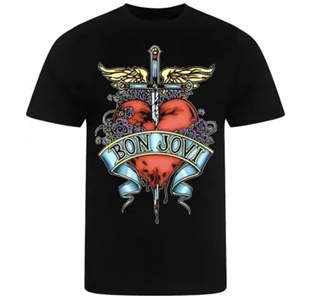 KOSZULKA Z NADRUKIEM MĘSKA ŚMIESZNA T-SHIRT BON JOVI HARD ROCK r. L - Koszulki męskie - miniaturka - grafika 1