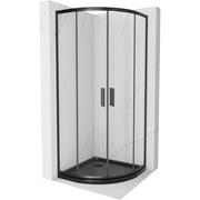 Kabiny prysznicowe - Mexen Rio kabina prysznicowa półokrągła 80x80 cm, transparent, czarna + brodzik Flat, czarny - miniaturka - grafika 1