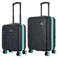 Walizki - Zestaw walizek SEMI LINE T5889-0 44.5/54.5 cm Czarno-zielony - miniaturka - grafika 1