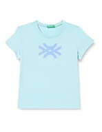 Koszulki dla dziewczynek - United Colors of Benetton Koszulka dziewczęca z krótkim rękawem, Acquamarina 3l7, XL - miniaturka - grafika 1
