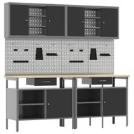 Pozostałe wyposażenie warsztatu - VidaXL Zestaw stołu warsztatowego 8 pcs Czarny 200 x 55 x 200 cm Stal - miniaturka - grafika 1