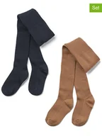 Rajstopy dziecięce - Wheat Wełniane rajstopy (2 pary) w kolorze granatowym i jasnobrązowym - miniaturka - grafika 1