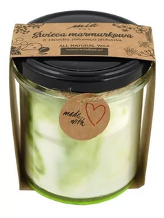 Świece - MIA BOX Świeca sojowa marmurkowa o zapachu Zielonego Jabłuszka 240g - grafika 1