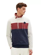 Bluzy męskie - Męska bluza z kapturem TOM TAILOR z blokami kolorów, 18623-vintage beżowy melanż, XXL - miniaturka - grafika 1