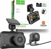 Wideorejestratory - Wideorejestrator Hoco HOCO kamera samochodowa z wyświetlaczem 2,45"+ kamera tylna 1080P/30fps DV3 czarna - miniaturka - grafika 1