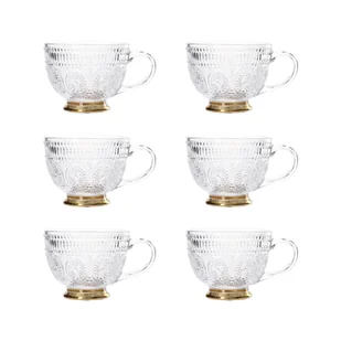 Zestaw 6X Filiżanka Barrel Szklana Wzorzysta Ze Złota Nóżką 0,36 L Homla - Filiżanki - miniaturka - grafika 1