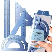 Przybory szkolne - ZESTAW GEOMETRYCZNY METALOWY EKIERKA LINIKA KĄTOMIERZ SOLIDNY - miniaturka - grafika 1