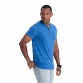 Koszulki męskie - Męski t-shirt z okrągłym rozpinanym dekoltem niebieski V2 OM-TSCT-0155 S - miniaturka - grafika 1