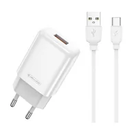 Ładowarki do telefonów - Ładowarka Sieciowa 2.4A USB + Kabel USB - USB-C Jellico EU01 białe - miniaturka - grafika 1