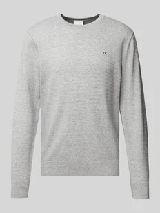 Sweter z dzianiny z wyhaftowanym logo - Swetry męskie - miniaturka - grafika 1
