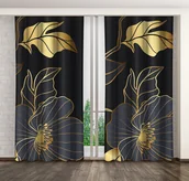 Zasłony - Zasłona Gotowa Na Żabki, 160X250, Czarna W Kwiaty, Zmb-72 - miniaturka - grafika 1