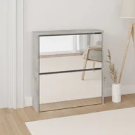 Szafki na buty - vidaXL Szafka na buty z lustrem 2 przegrody beton szary 63x17x67 cm - Stojak na buty - Półki na buty - Przechowywanie butów - Szafka na buty - miniaturka - grafika 1